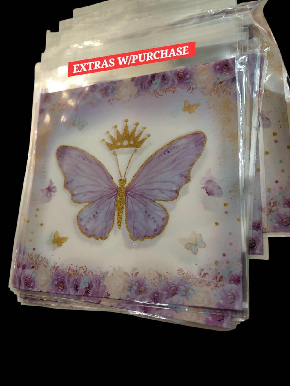 20ct. Resealable Bags - Butterflies - Purple 5x6 🦋